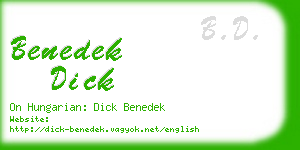 benedek dick business card